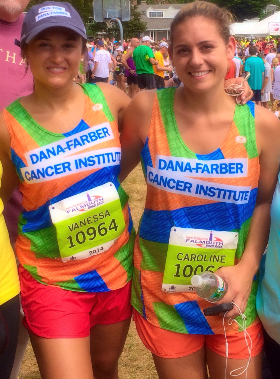 Vanessa and cousin Caroline at Falmouth Road Race, August 2014